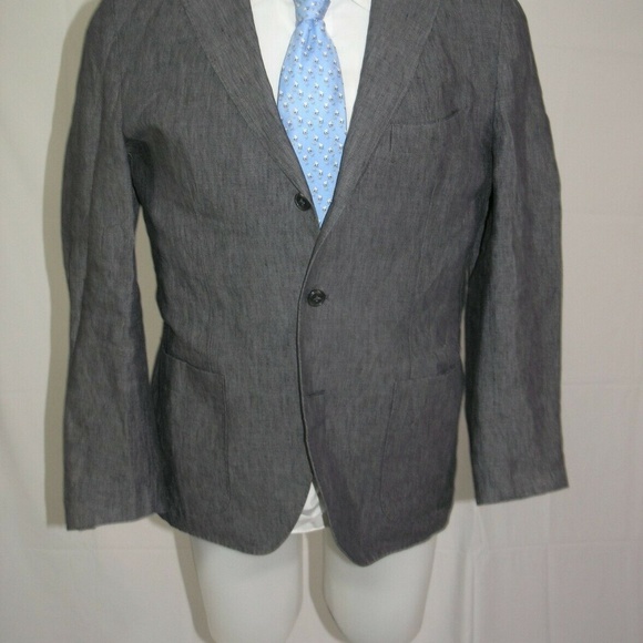 ARI Linen Cotton Blend Gray Woven Three Burton Blazer 42R - Picture 2 of 9
